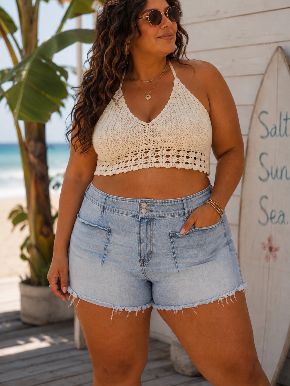 M Jeans Curvy High Rise A-Line Raw Hem Denim Shorts Size 20W